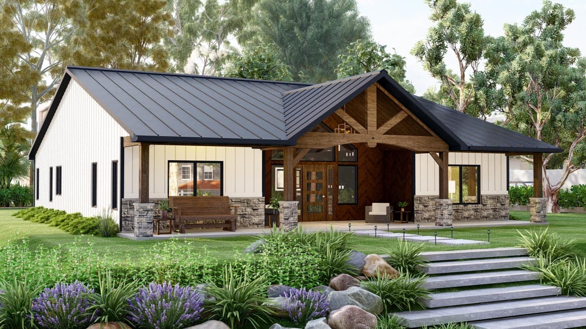 Plan 135143GRA: One-Story Country Craftsman House Plan with Vaulted Great Room - 2030 Sq Ft - Image #21 - Barndominium, Country, Craftsman, Mountain, Ranch, Rustic