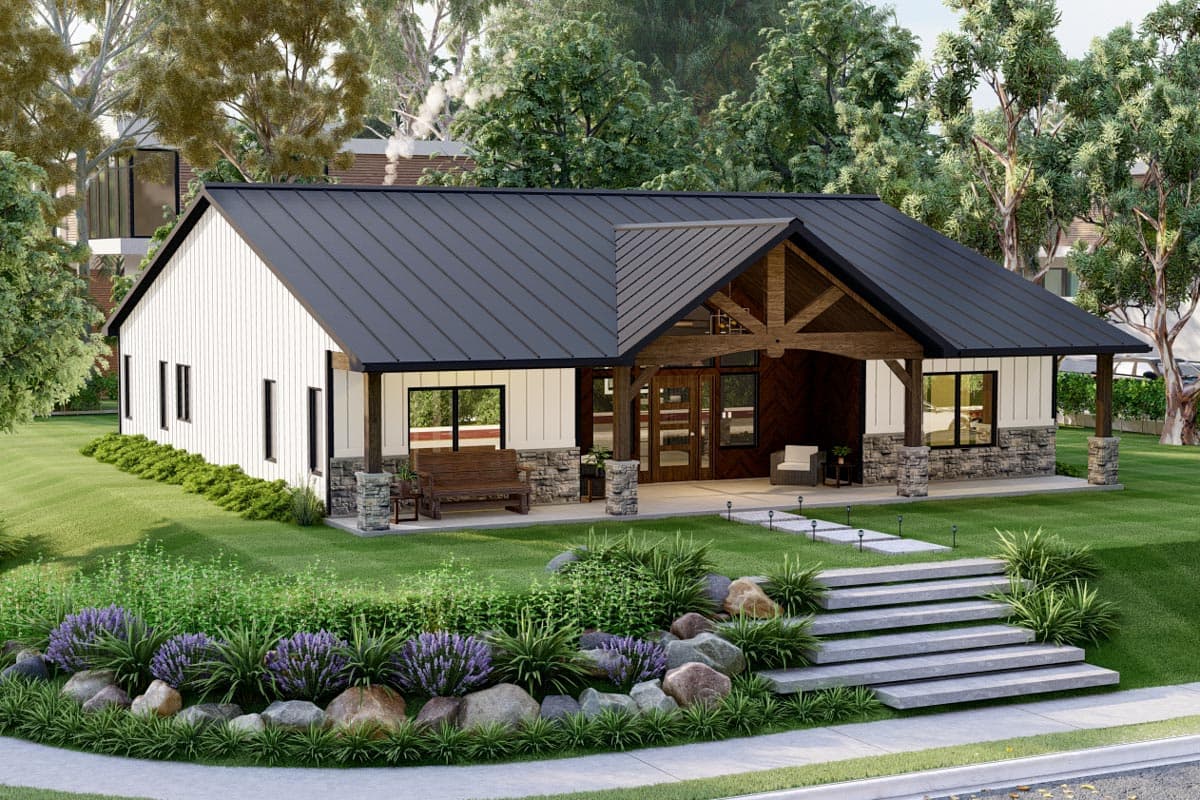 Plan 135143GRA: One-Story Country Craftsman House Plan with Vaulted Great Room - 2030 Sq Ft - Image #22 - Barndominium, Country, Craftsman, Mountain, Ranch, Rustic