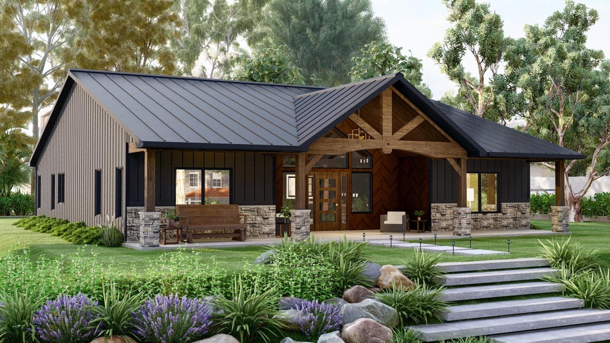 Plan 135143GRA: One-Story Country Craftsman House Plan with Vaulted Great Room - 2030 Sq Ft - Image #23 - Barndominium, Country, Craftsman, Mountain, Ranch, Rustic