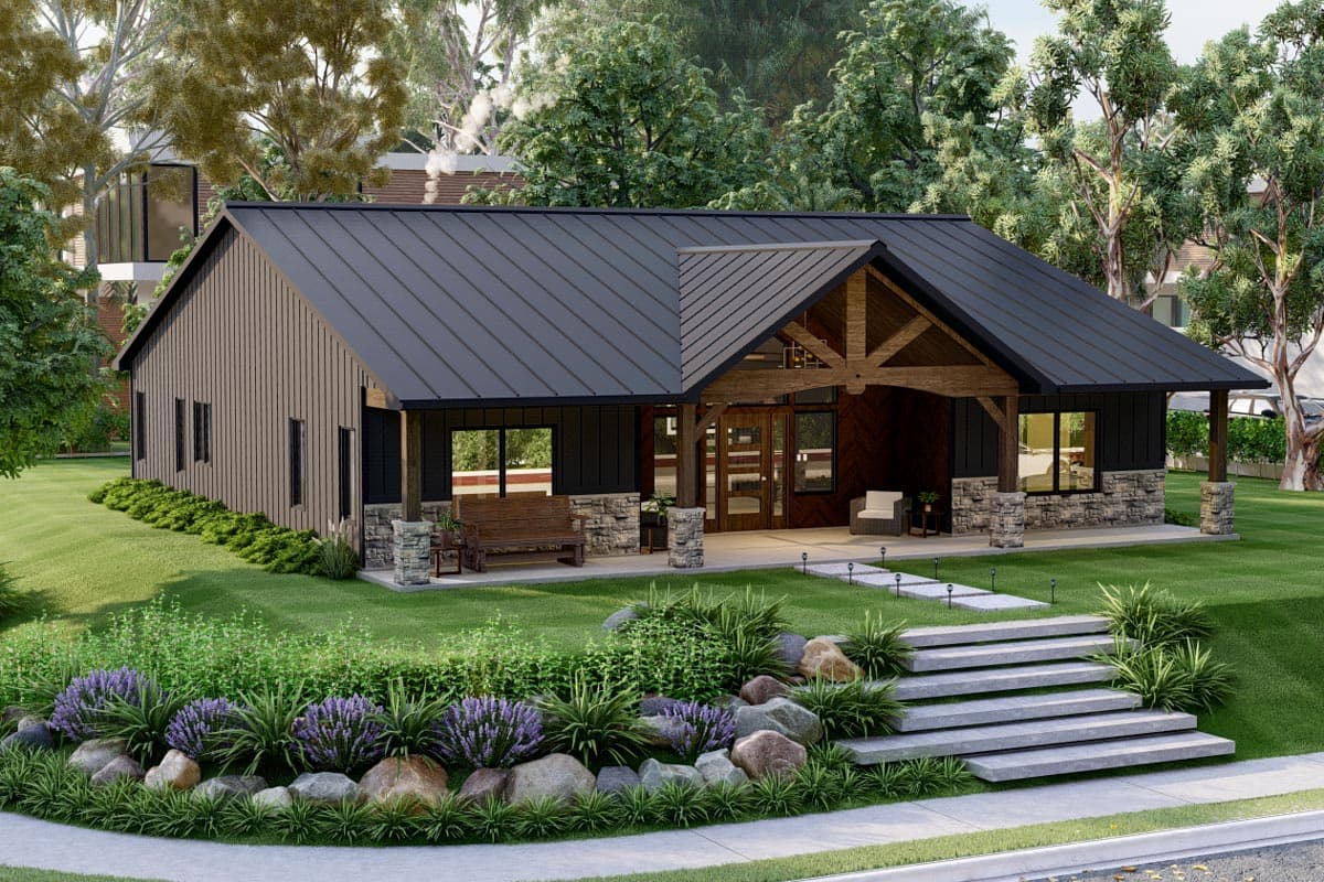 Plan 135143GRA: One-Story Country Craftsman House Plan with Vaulted Great Room - 2030 Sq Ft - Image #24 - Barndominium, Country, Craftsman, Mountain, Ranch, Rustic