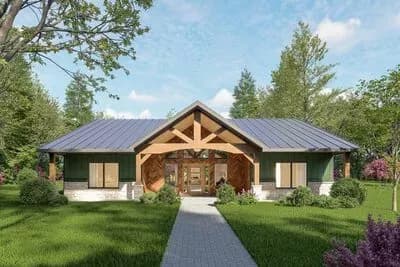 One-Story Country Craftsman House Plan with Vaulted Great Room - 2030 Sq Ft