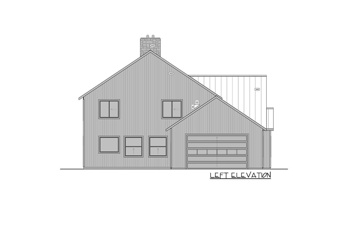 Plan 400006FTY: Barndo-Style House Plan with 2-Story Open Floor Plan and a 2-Car Side-Load Garage - Image #26 - Barndominium, Country, Craftsman, Rustic