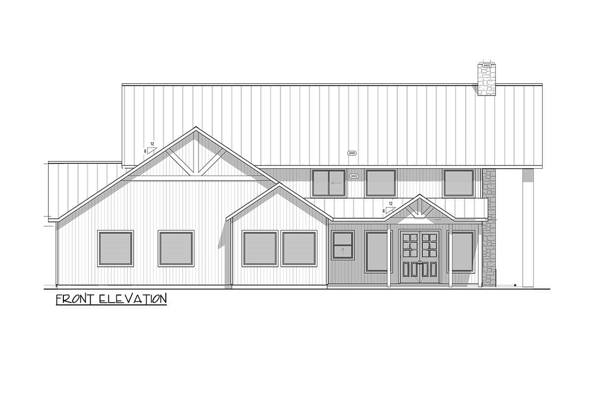 Plan 400006FTY: Barndo-Style House Plan with 2-Story Open Floor Plan and a 2-Car Side-Load Garage - Image #25 - Barndominium, Country, Craftsman, Rustic
