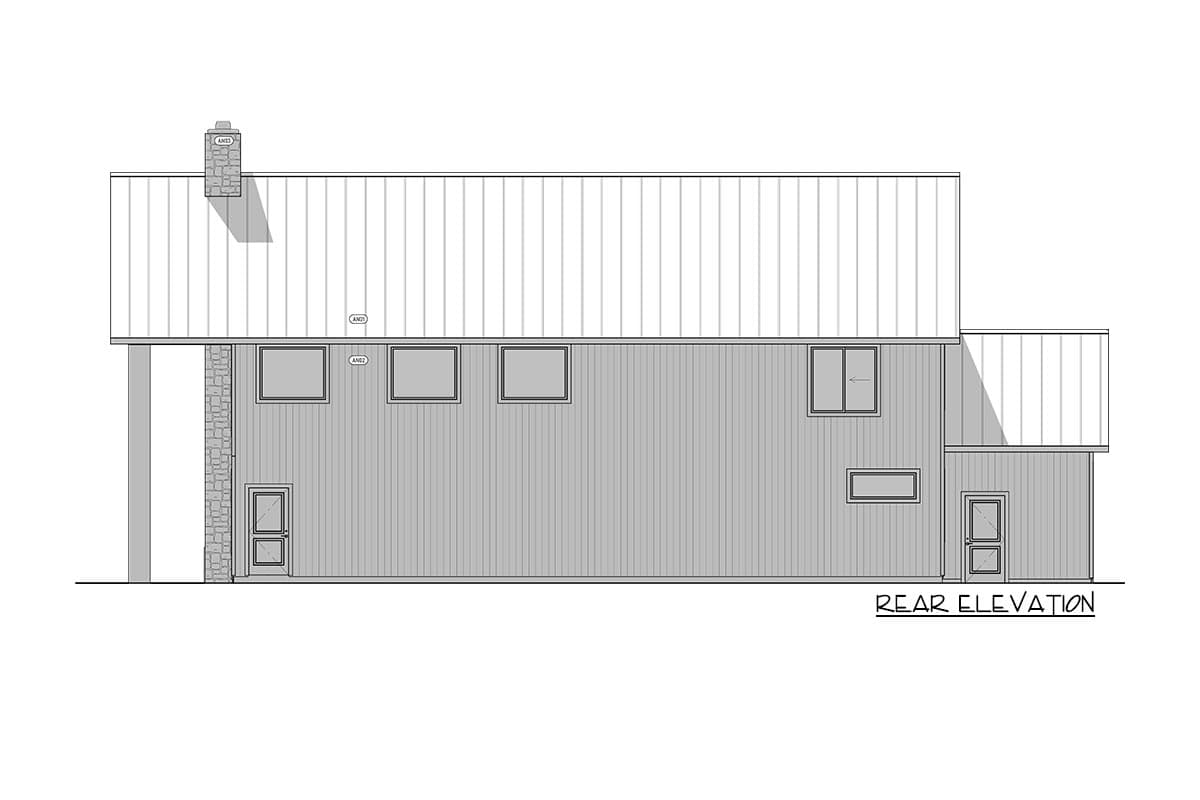 Plan 400006FTY: Barndo-Style House Plan with 2-Story Open Floor Plan and a 2-Car Side-Load Garage - Image #27 - Barndominium, Country, Craftsman, Rustic