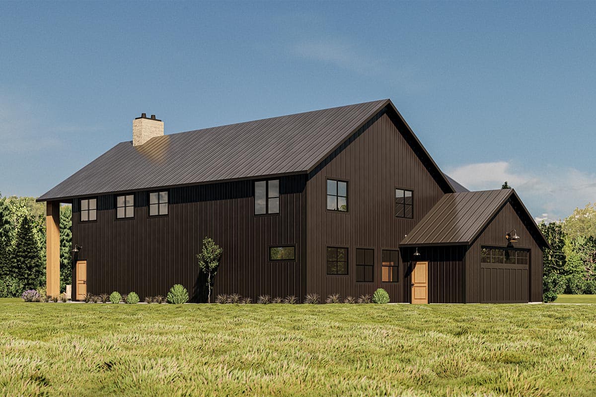 Plan 400006FTY: Barndo-Style House Plan with 2-Story Open Floor Plan and a 2-Car Side-Load Garage - Image #6 - Barndominium, Country, Craftsman, Rustic