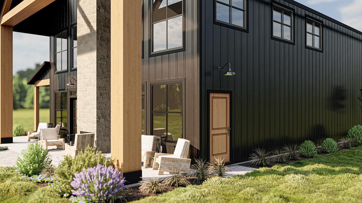 Plan 400006FTY: Barndo-Style House Plan with 2-Story Open Floor Plan and a 2-Car Side-Load Garage - Image #11 - Barndominium, Country, Craftsman, Rustic