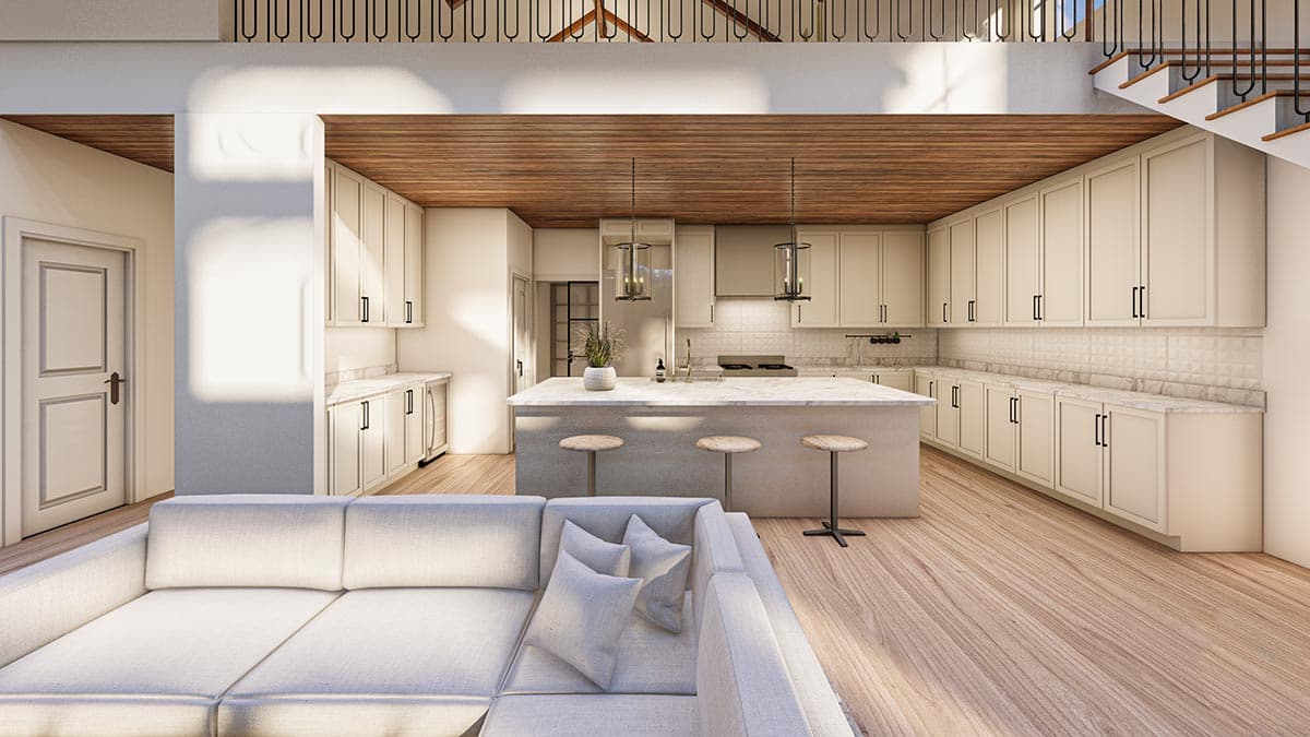 Plan 400006FTY: Barndo-Style House Plan with 2-Story Open Floor Plan and a 2-Car Side-Load Garage - Image #15 - Barndominium, Country, Craftsman, Rustic