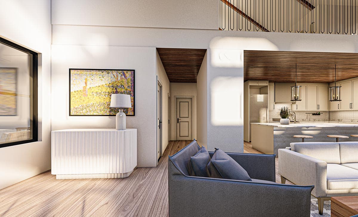 Plan 400006FTY: Barndo-Style House Plan with 2-Story Open Floor Plan and a 2-Car Side-Load Garage - Image #16 - Barndominium, Country, Craftsman, Rustic