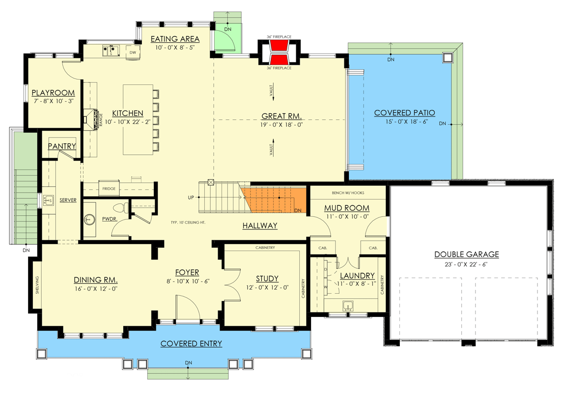 Plan 270058AF: Newport-style House Plan with an Optionally Finished Lower Level - Floor Plan - Main Level - Coastal, Shingle, Traditional