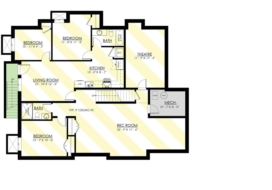 Plan 270058AF: Newport-style House Plan with an Optionally Finished Lower Level - Floor Plan - Optionally Finished Basement - Coastal, Shingle, Traditional