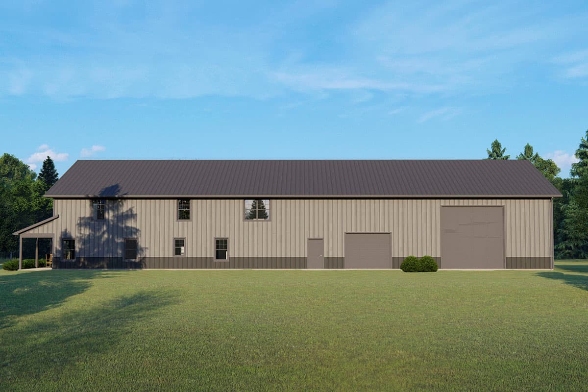 Plan 135152GRA: 2-Story Barndominium with Wraparound Porch - Image #4 - Barndominium, Country, Rustic, Vacation