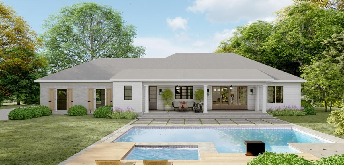 Plan 865017SHW: Southern Traditional House Plan with 60'-wide Front Porch and a Massive 2-Car Garage - Image #5 - Country, Ranch, Southern, Southern Traditional