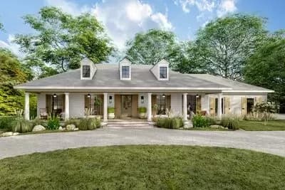 Southern Traditional House Plan with 60'-wide Front Porch and a Massive 2-Car Garage