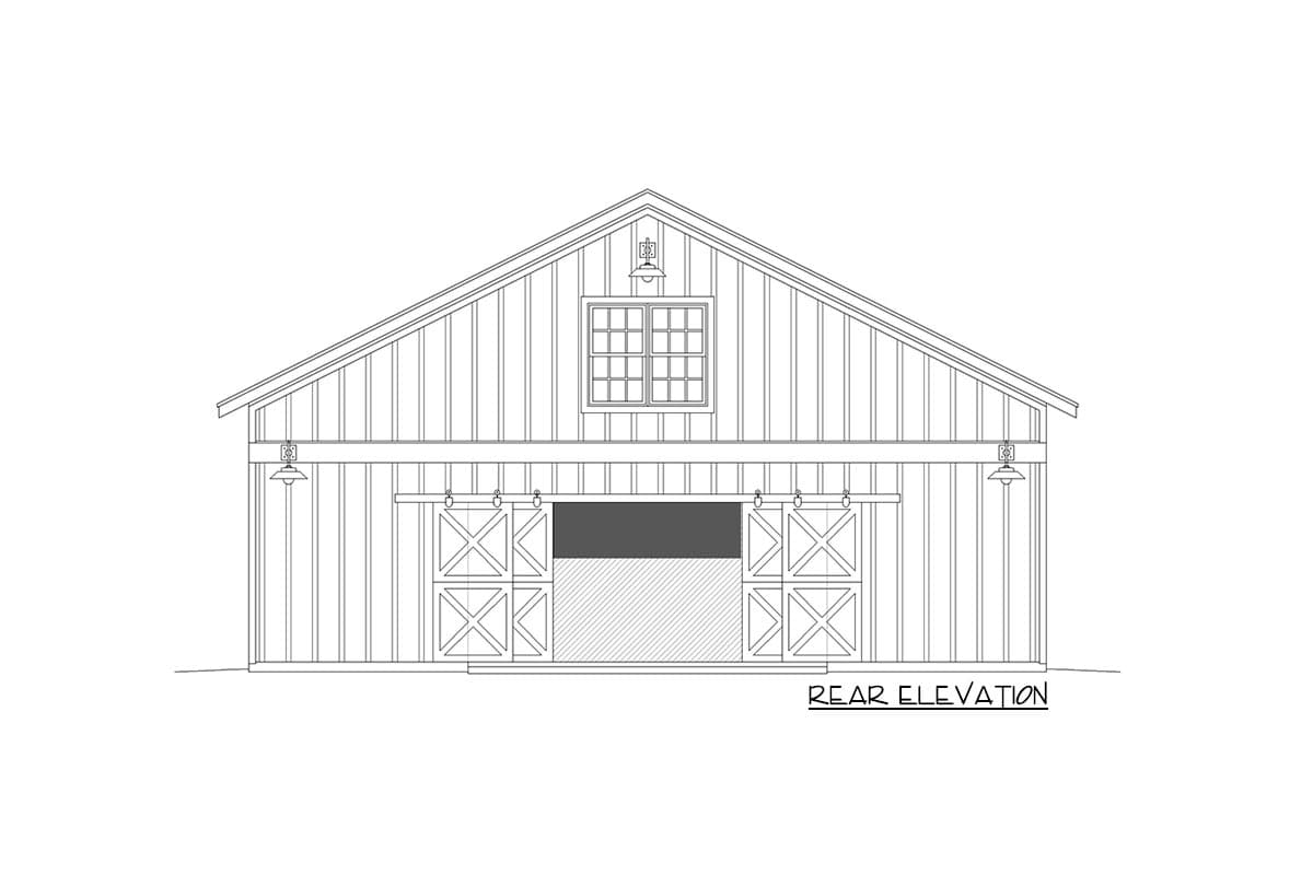 Plan 68935VR: Gable Barn with Front and Rear Doors  - Image #4 - Barndominium, Country, Farmhouse, Rustic, Traditional