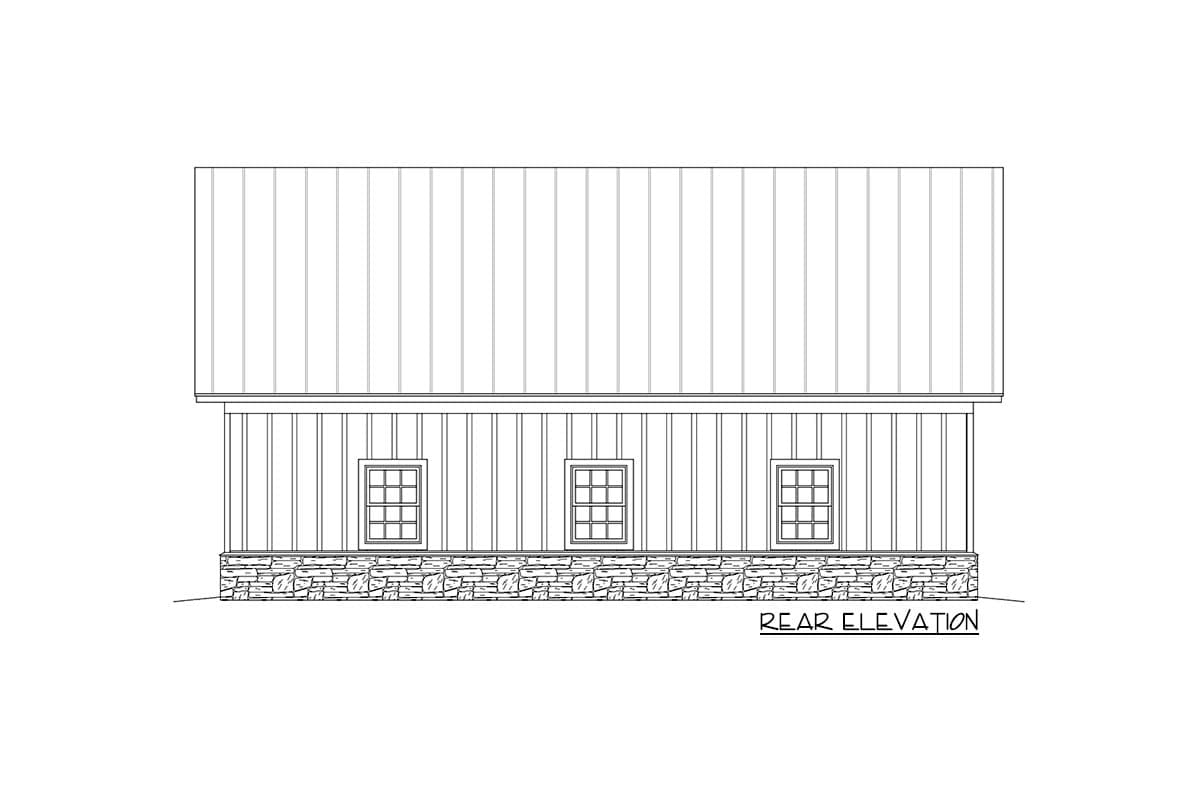 Plan 68936VR: 3-Car Garage with Center Gable and Walk-up Attic Storage - Image #4 - Country, Craftsman
