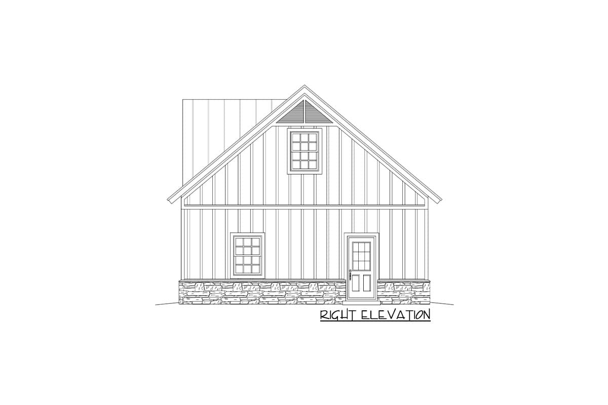 Plan 68936VR: 3-Car Garage with Center Gable and Walk-up Attic Storage - Image #5 - Country, Craftsman