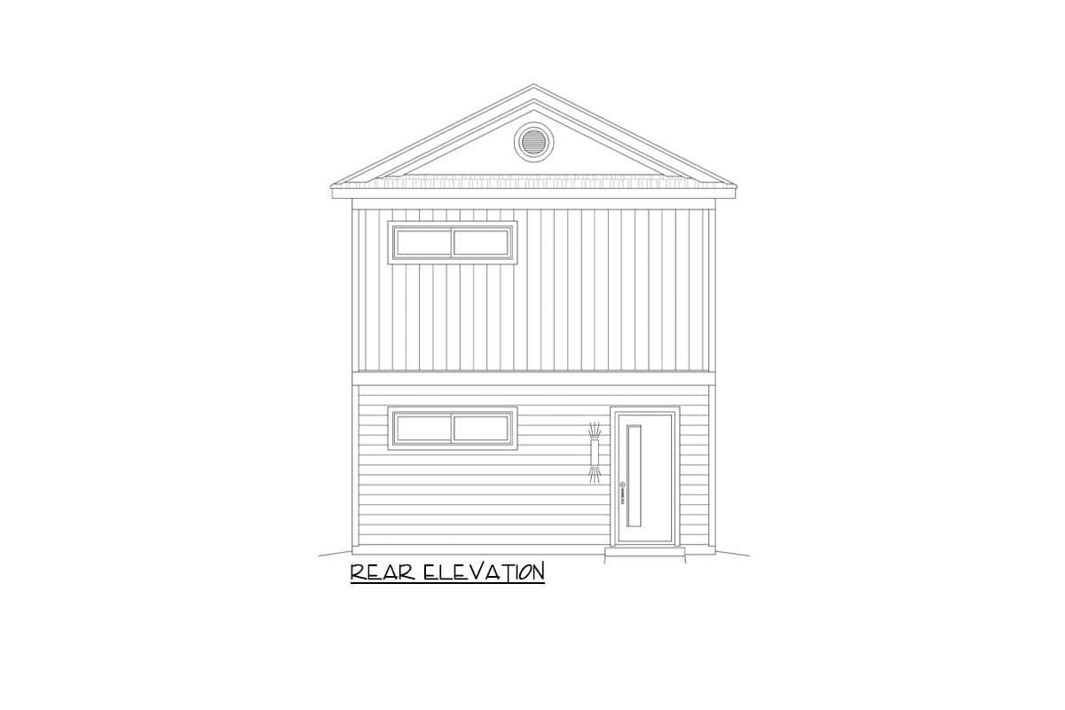 Plan 68938VR: Minimalist House Plan with Second Floor Deck - 797 Sq Ft - Image #4 - Carriage, Contemporary, Northwest