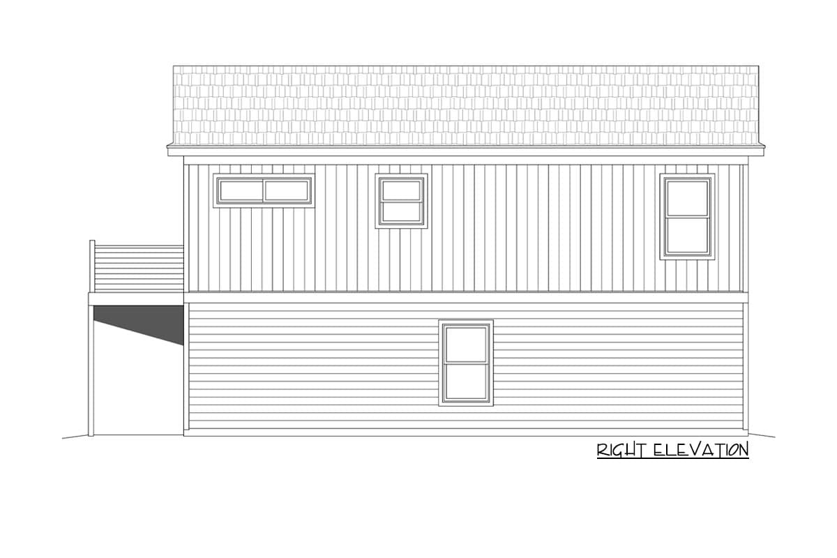 Plan 68938VR: Minimalist House Plan with Second Floor Deck - 797 Sq Ft - Image #5 - Carriage, Contemporary, Northwest