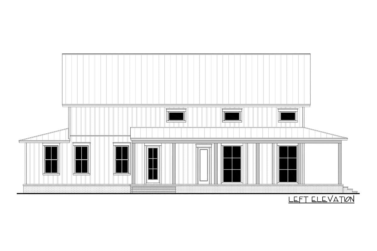 Plan 51897HZ: 4-Bed Barndominium Farmhouse with 3-Sided Wraparound Porch and a Loft Overlook - 2703 Sq Ft - Image #6 - Barndominium, Country, Farmhouse, Modern Farmhouse, New American, Southern