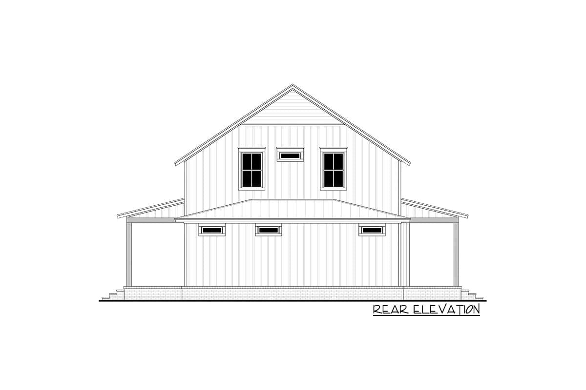 Plan 51897HZ: 4-Bed Barndominium Farmhouse with 3-Sided Wraparound Porch and a Loft Overlook - 2703 Sq Ft - Image #7 - Barndominium, Country, Farmhouse, Modern Farmhouse, New American, Southern