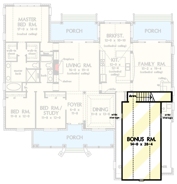 Plan 444314GDN: 3-Bed Ranch Plan for Easy Living  - Floor Plan - Bonus Level - Country, Ranch, Traditional