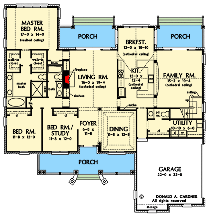 Plan 444314GDN: 3-Bed Ranch Plan for Easy Living  - Floor Plan - Main Level - Country, Ranch, Traditional