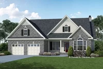 One-Story Brick-and-Siding House Plan with Bonus Over Garage - 1795 Sq Ft