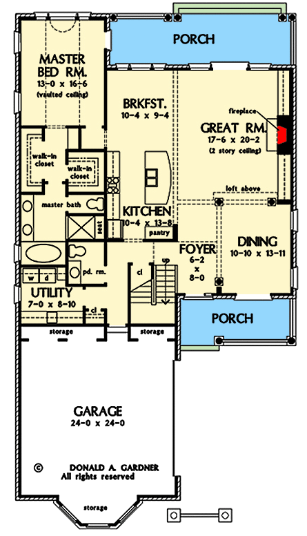 Plan 444319GDN: 4-Bed House Plan with Charleston-style Flair - Floor Plan - Main Level - Country, Traditional