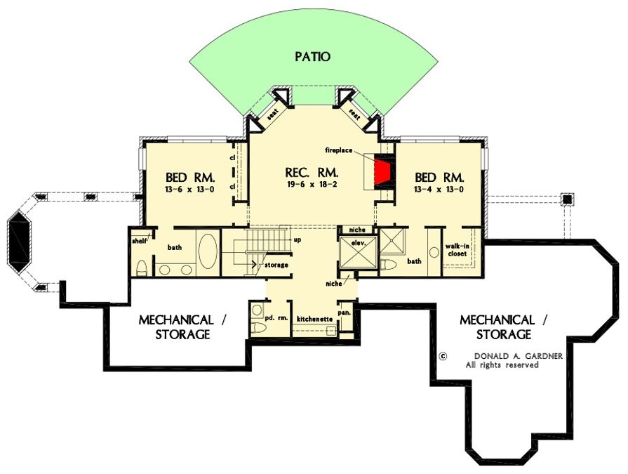Plan 444329GDN: Tudor-influenced Walkout Basement Home Plan with Elevator - Floor Plan - 3rd Floor - European, Tudor