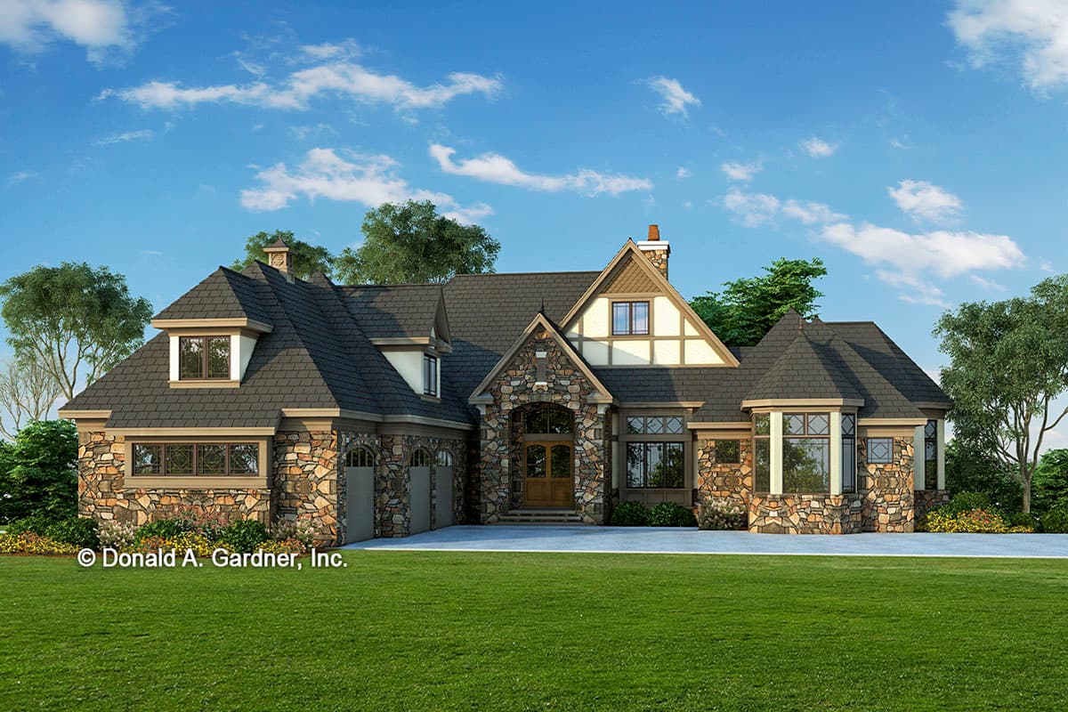 Plan 444329GDN: Tudor-influenced Walkout Basement Home Plan with Elevator - Image #19 - European, Tudor