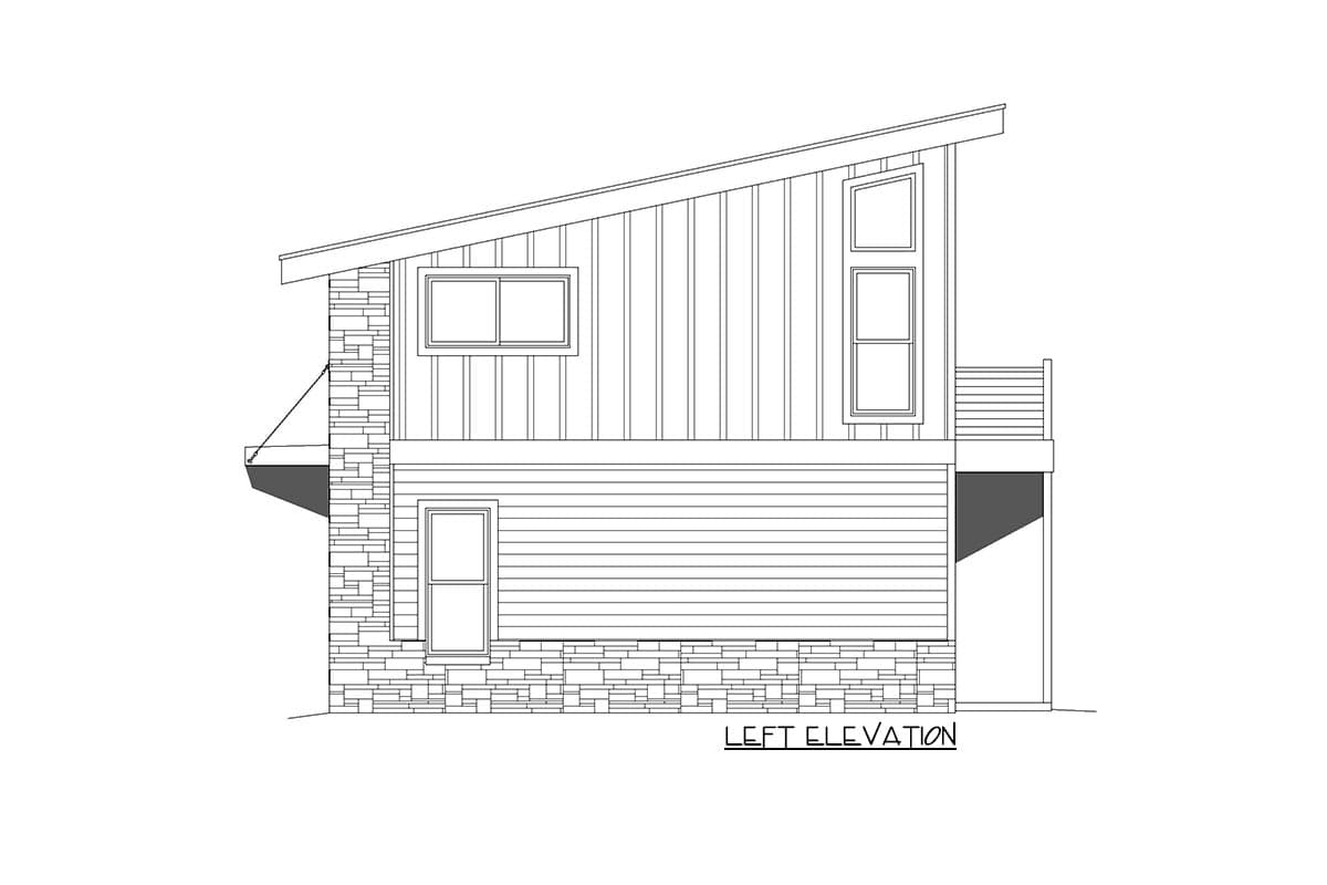 Plan 68939VR: Modern One-Bed Apartment with View to the Rear - 448 Sq Ft Garage and 757 Sq Ft Apartment - Image #4 - Carriage, Contemporary, Modern