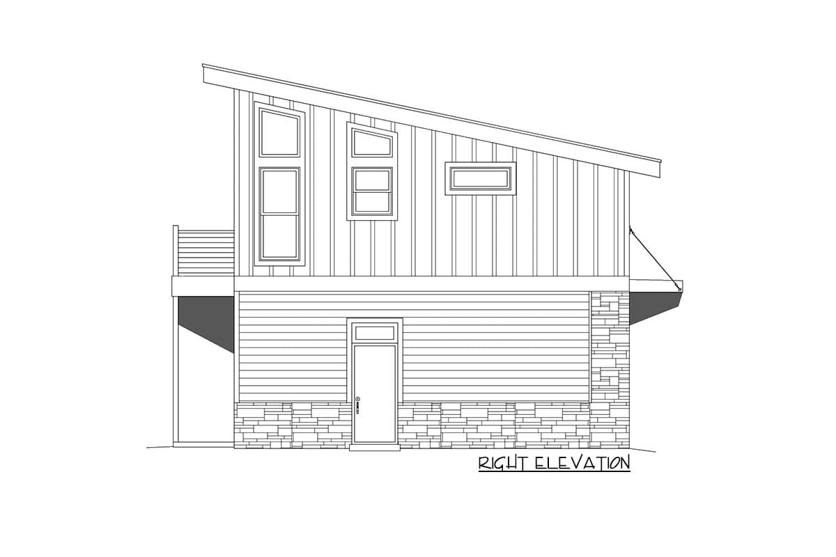 Plan 68939VR: Modern One-Bed Apartment with View to the Rear - 448 Sq Ft Garage and 757 Sq Ft Apartment - Image #6 - Carriage, Contemporary, Modern