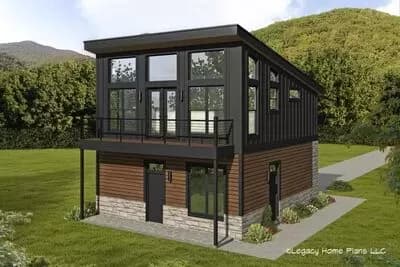 Modern One-Bed Apartment with View to the Rear - 448 Sq Ft Garage and 757 Sq Ft Apartment