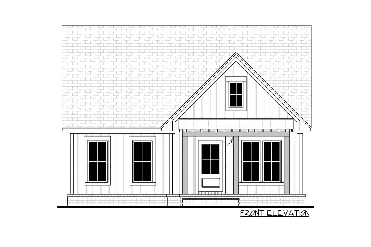 Plan 51898HZ: Rustic Cottage with Flex Bunk Room or Home Office - Image #4 - Cabin, Cottage, Country, Craftsman, Farmhouse, Rustic, Southern