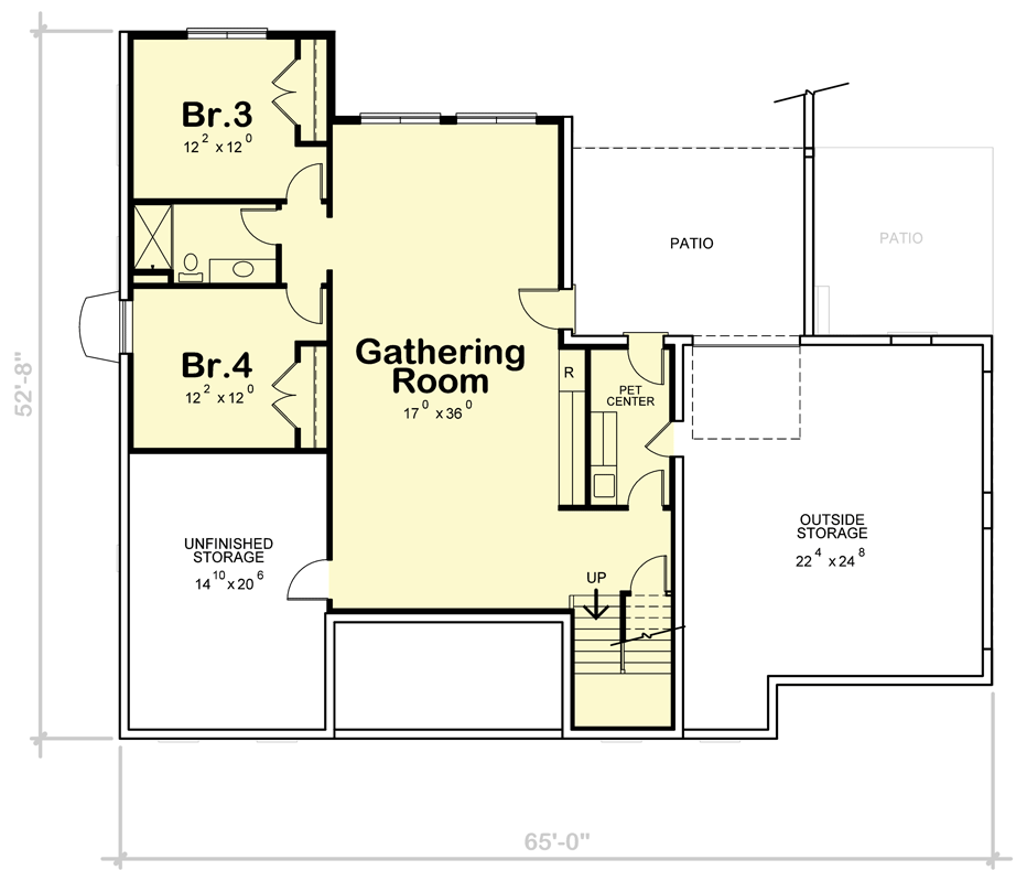 Plan 42718DB: Country Home Plan with Cathedral Ceiling above Living Space - Floor Plan - Lower Level - Country, Modern Farmhouse, New American, Rustic