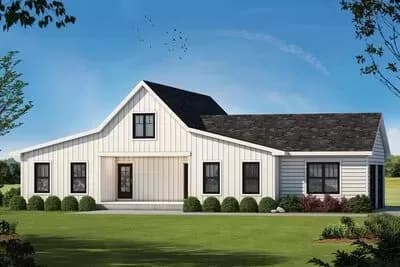 Country Home Plan with Cathedral Ceiling above Living Space