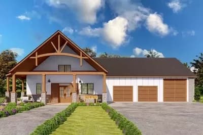 Rustic Barndominium with Grand Front Porch