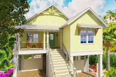 Coastal Country House Plan with Open Floor Plan and Covered Deck - 1800 Sq Ft