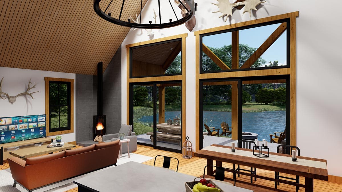 Plan 790120GLV: 3-Bed Contemporary Country Home Plan with 2-Story Great Room - Image #4 - Contemporary, Country, Mountain, Rustic, Vacation