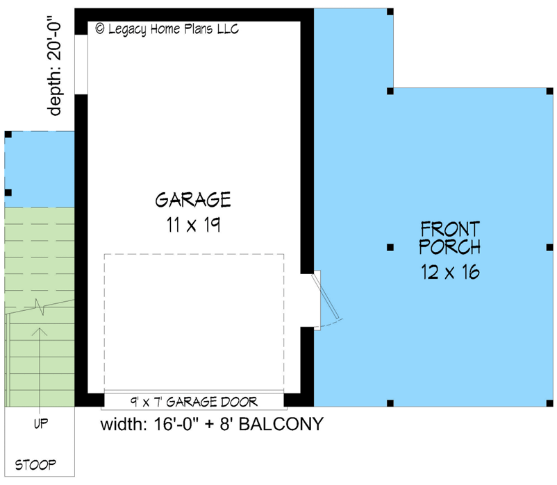 Plan 68942VR: Modern Carriage House Plan with Balcony - 240 Sq Ft Garage and 320 Sq Ft Apartment - Floor Plan - Main Level - Contemporary, Modern, Mountain