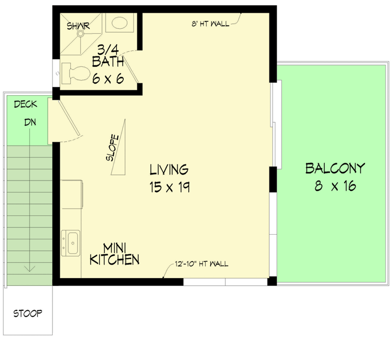 Plan 68942VR: Modern Carriage House Plan with Balcony - 240 Sq Ft Garage and 320 Sq Ft Apartment - Floor Plan - 2nd Floor - Contemporary, Modern, Mountain