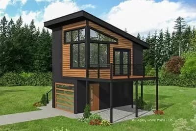 Modern Carriage House Plan with Balcony - 240 Sq Ft Garage and 320 Sq Ft Apartment