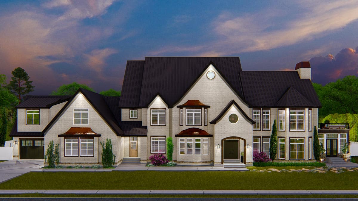 Plan 61277UT: Spacious 4-Bed House Plan with 2-Story Library - Image #12 - European, French Country, Traditional