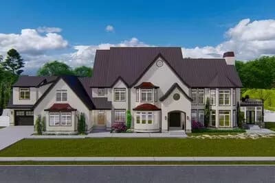 Spacious 4-Bed House Plan with 2-Story Library