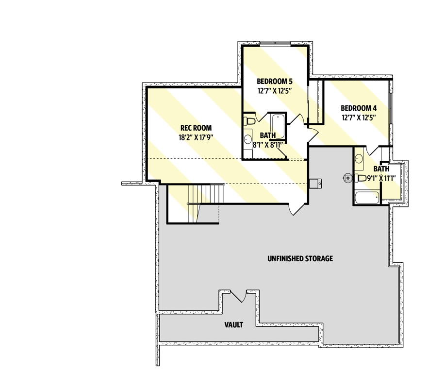 Plan 95010RW: Rustic Mountain Ranch Home Plan with Flex Home Office and Lower Level Expansion  - Floor Plan - Optionally Finished Basement - Country, Craftsman, Mountain, New American, Ranch, Rustic