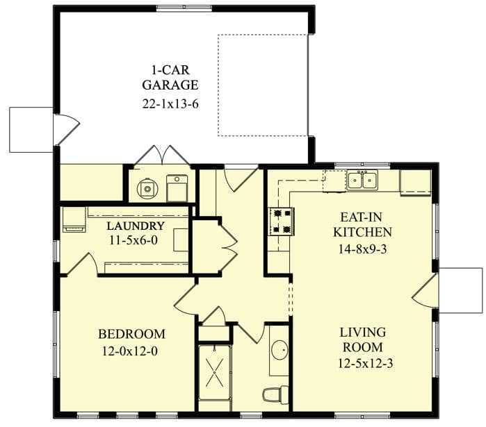 Plan 95150RW: Compact Floor Plan with Single Side Garage - Floor Plan - Main Level - Cottage, Craftsman, New American