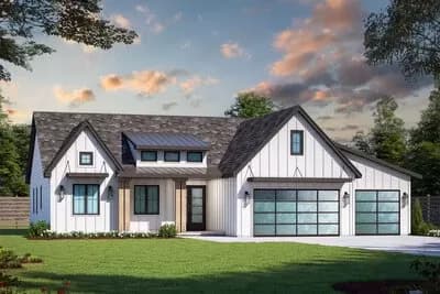 New American House Plan with Pocket Office and Split-Bed Layout - 2176 Sq Ft