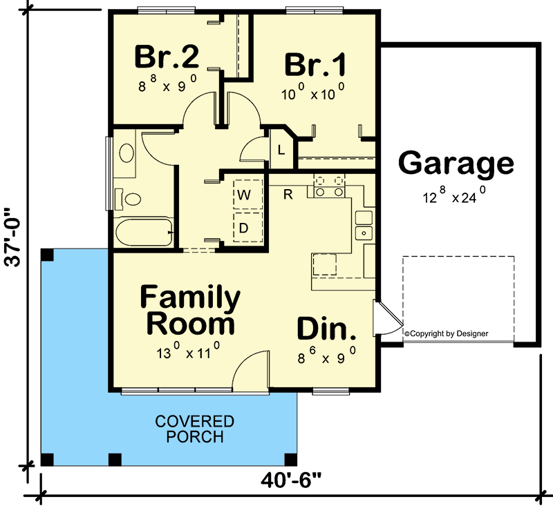 Plan 42120DB: 2-Bed Modern Cottage Plan with Single Garage - Floor Plan - Main Level - Contemporary, Cottage, Country, Modern Farmhouse, Mountain, New American
