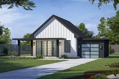 2-Bed Modern Cottage Plan with Single Garage