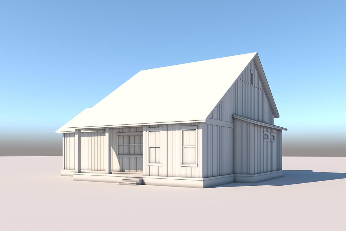 Plan 51899HZ: Small Two-Bedroom Farmhouse Plan with 6'-Deep Front Porch - 1263 Sq Ft - Image #5 - Cottage, Country, Farmhouse, Modern Farmhouse